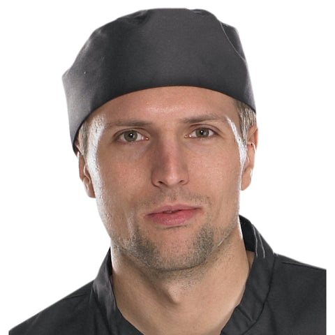 Black Chef's Skull Cap made from 100% Cotton for Comfortable Fit