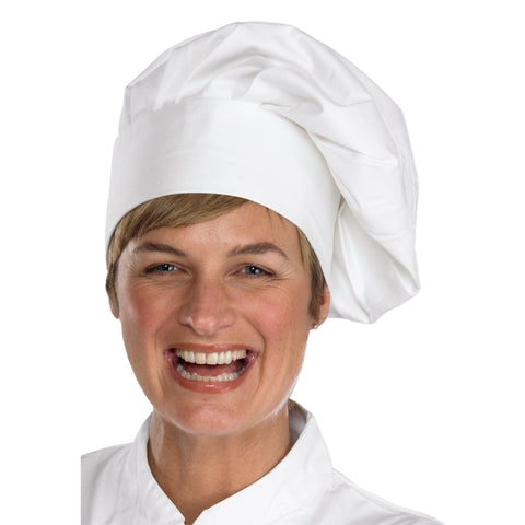 White Chefs Tall Hat made from 100% Cotton with Traditional Floret Design, Comfortable Fit