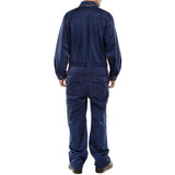 Navy Blue Click Premium Boilersuit/Coverall, elasticated back, hardwearing 65/35 polycotton fabric.