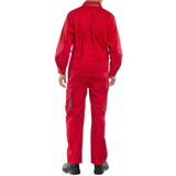 Red Click Premium Boilersuit/Coverall, elasticated back, hardwearing 65/35 polycotton fabric.