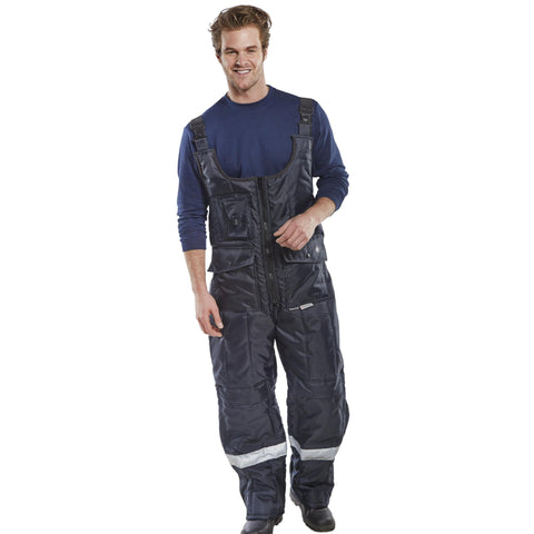 Navy Blue Coldstar Freezer Bib Trousers with Oxford Nylon Outer Fabric