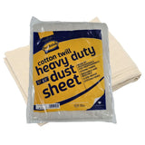 Highly durable cotton twill dust sheet with close-weave stitched hems, offering reliable protection against dust, dirt, and splashes. Ideal for floors and furniture, suitable for tradesmen, professionals, and contractors. 