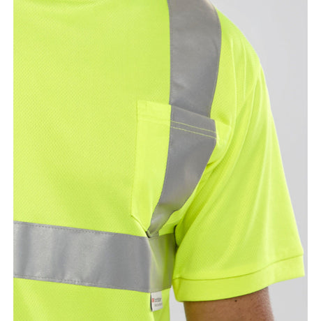 Saturn Yellow Crew Neck Hi-Vis Short Sleeve T-shirt: High Visibility Tee with 100% Bird Eye Polyester Fabric