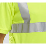 Saturn Yellow Crew Neck Hi-Vis Short Sleeve T-shirt: High Visibility Tee, 100% Bird Eye Polyester Fabric, Reflective Tape