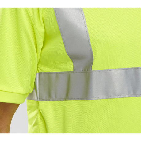 Saturn Yellow Crew Neck Hi-Vis Short Sleeve T-shirt: High Visibility Tee, 100% Bird Eye Polyester Fabric, Reflective Tape