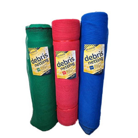 Durable Heavy-Duty Plastic Debris Netting: Protects Pedestrians & Traffic. UV Stabilized Polyethylene. Mainly Used on Scaffolding for Site Safety. Available in Red, Blue, Black, Green. Roll Weight: 6kg.