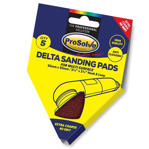 High-quality delta sanding pads with hook and loop backing, designed to resist clogging. Suitable for detail sanders, offering efficient sanding and polishing. Made with durable Aluminium Oxide and a strong D-weight backing paper.