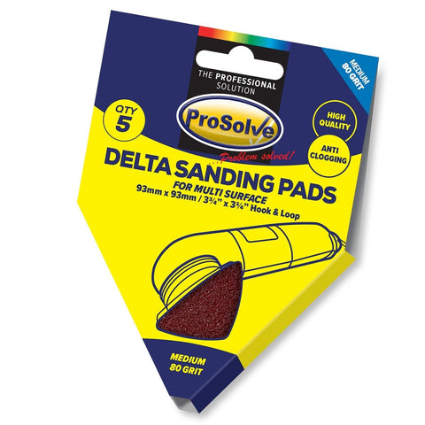 High-quality delta sanding pads with hook and loop backing ensure fast changes. Designed to resist clogging, ideal for detail sanders. Use lower grit for coarse sanding, higher values for polishing. Aluminum Oxide abrasive with D-weight backing paper and dry lubricant for extended paper life.