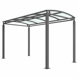 Durable galvanised steel Denham Shelter with clear curved PETG roof.