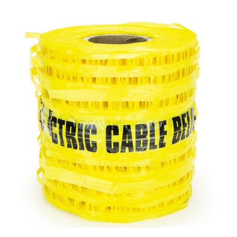 100m Long Electrical Cable Detectable Mesh | High Strength, Rot-Resistant Plastic | Detectable Wire | Repeated Printed Warning | Highly Visible Yellow HDPE | Ideal for Marking Underground Services