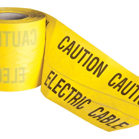 Highly visible underground warning tape with detectable stainless silver wires. Made from durable 130 micron Polypropylene. Ideal for marking buried services during excavations. Rot resistant and easily detectable from the surface. 130 mic thick.