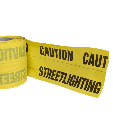 Highly visible underground warning tape with detectable stainless silver wires. Made from durable 130 micron Polypropylene. Ideal for marking buried services during excavations. Rot resistant and easily detectable from the surface. 130 mic thick.