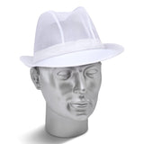 White Disposable Trilby Hat in Smart Lightweight Nylon Mesh, Hygiene Standard, Washable