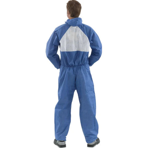 Blue/White Disposable 4530 FSR Coverall - Versatile protection for various industries. Complies with safety standards.