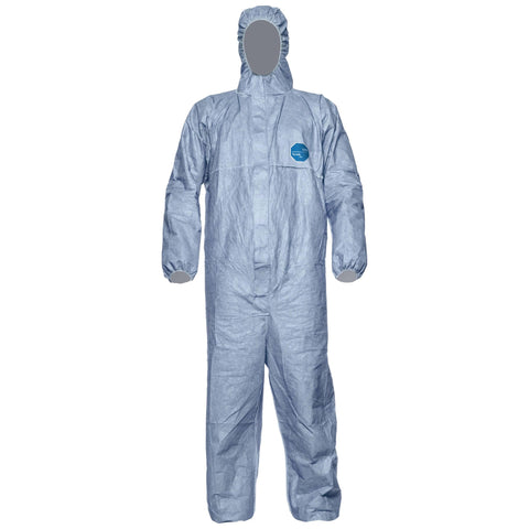 Blue Disposable Chemical Protective Hooded Coverall | Robust, Lightweight Design | 3 Piece Hood 