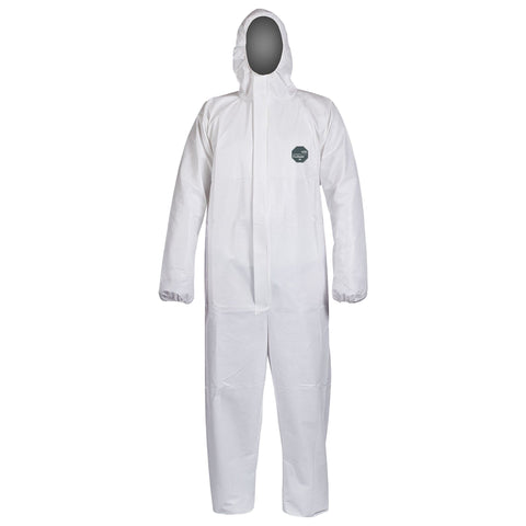 White Disposable Type 5/6 Coverall with Hood, designed for optimal protection.