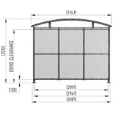 Open-sided Dodford Shelter with curved PETG roof, UK-manufactured.