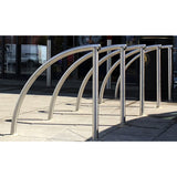 Duston Cycle Stand with robust tubular frame, ideal for outdoor environments.