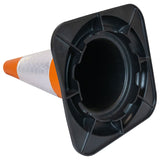 orange-460mm-eco-traffic-cone-road-safety-construction-reflective-uk-compliant-PVC-regulations-high-visibility-vehicle-control-demarcation-barrier-site-safety-events-sports-industrial-airports-schools-festivals-parking-lot-roadworks-starlux-prismatic-sleeve-customisable-weatherproof