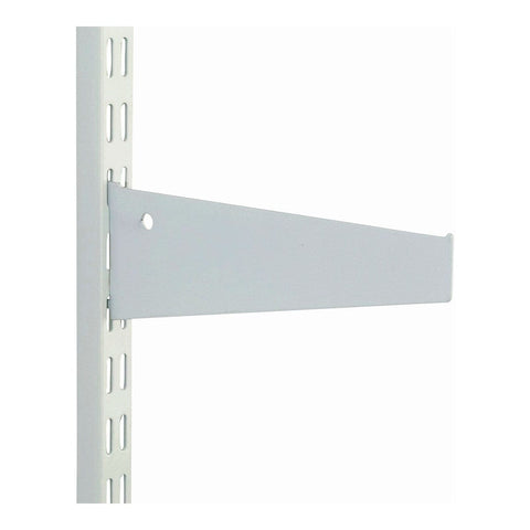 White element type blade brackets provide secure shelf support, creating a continuous layout for enhanced organization. 