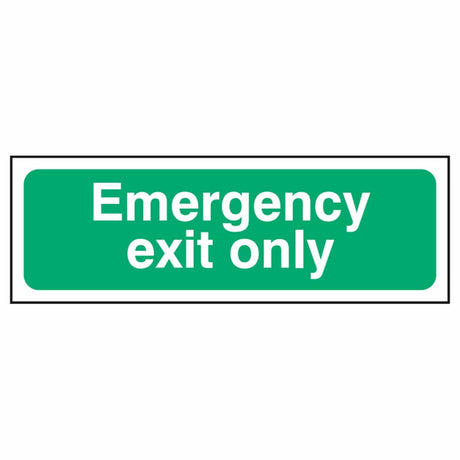 emergency-exit-only-fire-extinguisher-signage-evacuation-escape-hazard-identify-locate-instruct-alarm-prevention-assembly-regulations-compliance-gear-self-adhesive-rigid-PVC-foam-high-impact-polystyrene-photoluminescent-polycarbonate