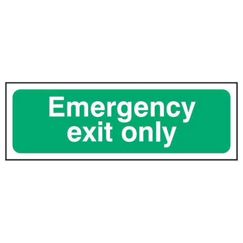 emergency-exit-only-fire-extinguisher-signage-evacuation-escape-hazard-identify-locate-instruct-alarm-prevention-assembly-regulations-compliance-gear-self-adhesive-rigid-PVC-foam-high-impact-polystyrene-photoluminescent-polycarbonate