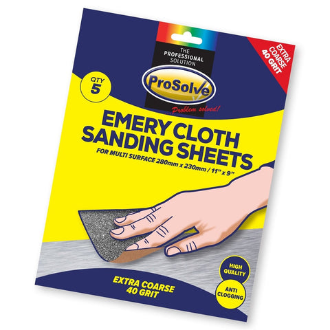 High-Quality Emery Cloth Sanding Paper Pack - 5 Sheets Assorted Grits - Metal Preparation and Finishing - Automotive, Window Frames, Piping - Versatile Abrasive Solution