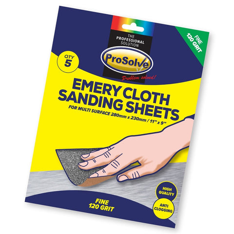 High-Quality Emery Cloth Pack - 5 Sheets with Assorted Grits - Ideal for Metal Prep and Surface Finishing - Automotive, Window Frames, Piping - Versatile Abrasive Solution
