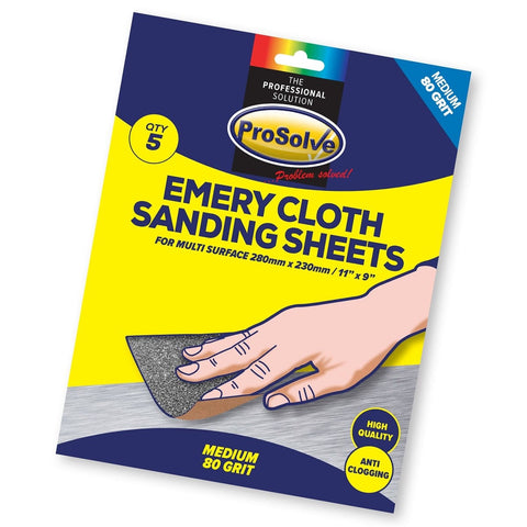 Pack of Emery Cloth - 5 Sheets, Assorted Grits - Metal Preparation and Finishing - Automotive, Window Frames, Piping - High-Quality Abrasive Solution