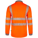 Back view of Envirowear Hi-vis Long Sleeve Recyclable Polo Shirt Orange