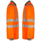 UV protective label on Envirowear Hi-vis Long Sleeve Recyclable Polo Shirt Orange