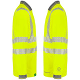 UV protective label on Envirowear Hi-vis Long Sleeve Recyclable Polo Shirt Saturn Yellow