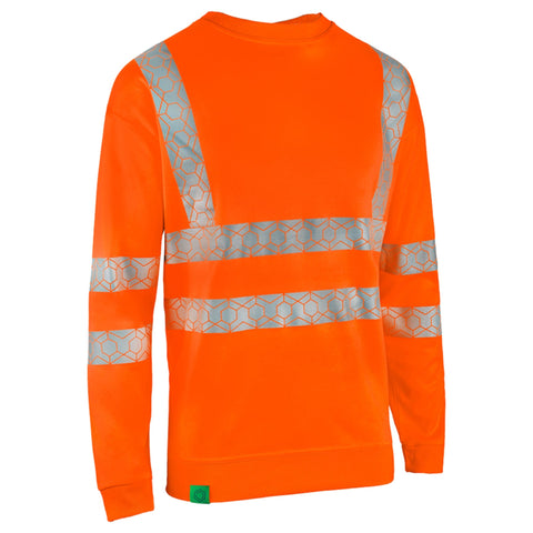 Orange Hi-vis Recyclable Sweatshirt with 280 gsm Fleece Pique Fabric - Eco-friendly Wear