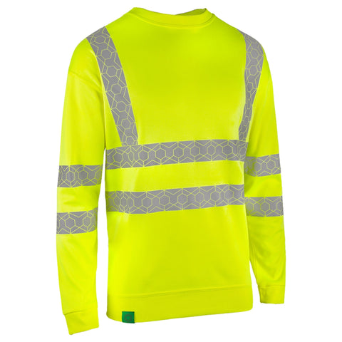 Yellow Hi-vis Recyclable Sweatshirt with 280 gsm Fleece Pique Fabric - Eco-friendly Wea