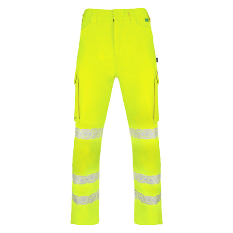 Envirowear Hi-Vis Recyclable Trousers - Saturn Yellow with durable 240gsm polyester pique fabric