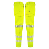 Durable Envirowear Hi-Vis Recyclable Trousers - Saturn Yellow with retro-reflective tape