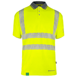 Front view of Envirowear Hi-vis Short Sleeve Polo Shirt Saturn Yellow