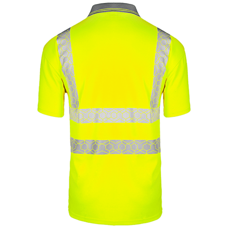 Back view of Envirowear Hi-vis Short Sleeve Polo Shirt Saturn Yellow
