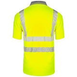 Back view of Envirowear Hi-vis Short Sleeve Polo Shirt Saturn Yellow