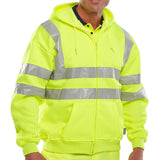 Front view of Essential Hi-vis Zipped Hoodie Saturn Yellow