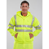 Handwarmer pockets on Hi-vis Zipped Hoodie Saturn Yellow