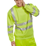 Professional Saturn Yellow Hi-vis Sweatshirt with Retro-reflective Tape