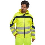 Eton Hi-vis Soft Shell Jacket Saturn Yellow/Navy Blue | Windproof | Fleece Backed | Breathable Fabric | Retro-Reflective Tape