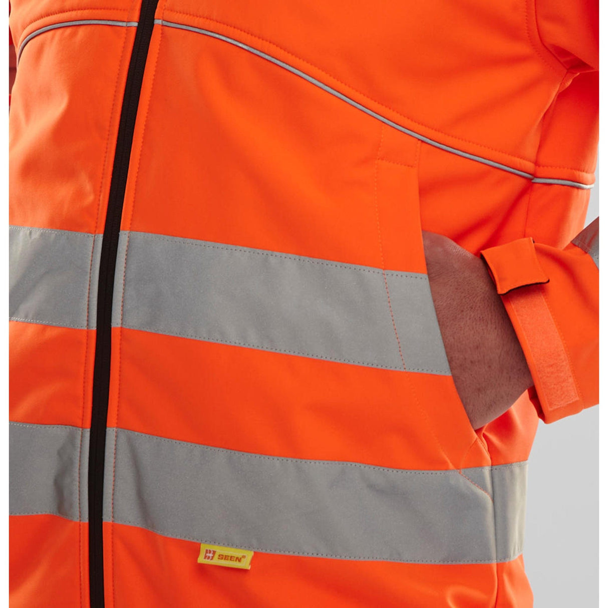 Eton Hi-vis Soft Shell Jacket Orange/Black | Hi-Vis | Windproof | Fleece Backed | Adjustable Cuffs | Retro-Reflective Tape