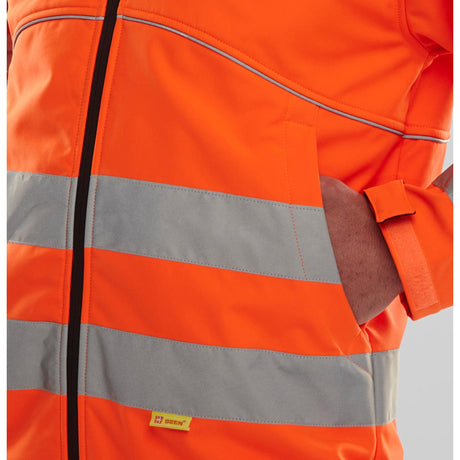 Eton Hi-vis Soft Shell Jacket Orange/Black | Hi-Vis | Windproof | Fleece Backed | Adjustable Cuffs | Retro-Reflective Tape