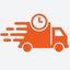Icon of a truck with a clock, symbolizing time-sensitive delivery.