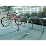 Fin Cycle Stand with flanged feet, ideal for bolting on surfaces.