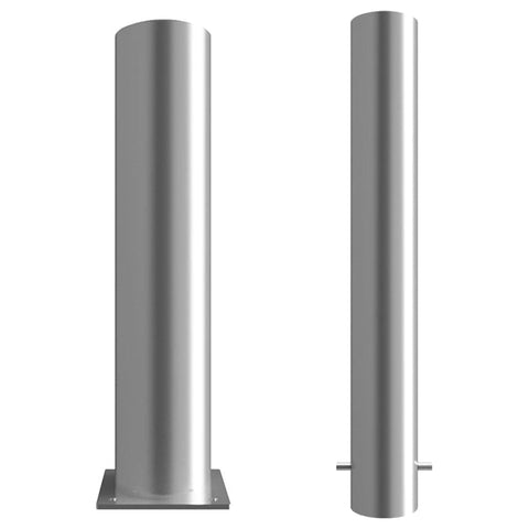 fixed-round-plain-stainless-steel-bollard-crash-impact-high-anti-ram-vehicle-safety-perimeter-security-galvanised-steel-tested-heavy-duty-outdoor-street-furniture-pedestrian-modern-urban-public-space-carpark-building-protection-commercial-industrial