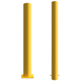 fixed-round-plain-yellow-bollard-crash-impact-high-anti-ram-vehicle-safety-perimeter-security-galvanised-steel-tested-heavy-duty-outdoor-street-furniture-pedestrian-modern-urban-public-space-carpark-building-protection-commercial-industrial