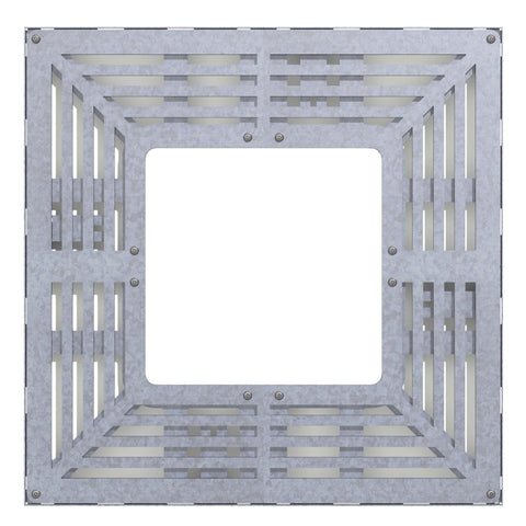 galvanised steel tree grille with a square open